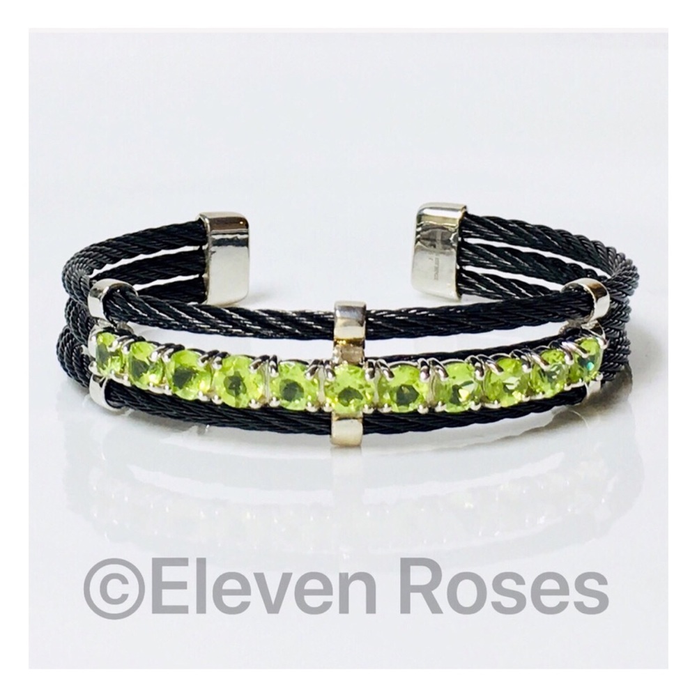 Savvy Cie Peridot Triple Coil Cuff Bracelet